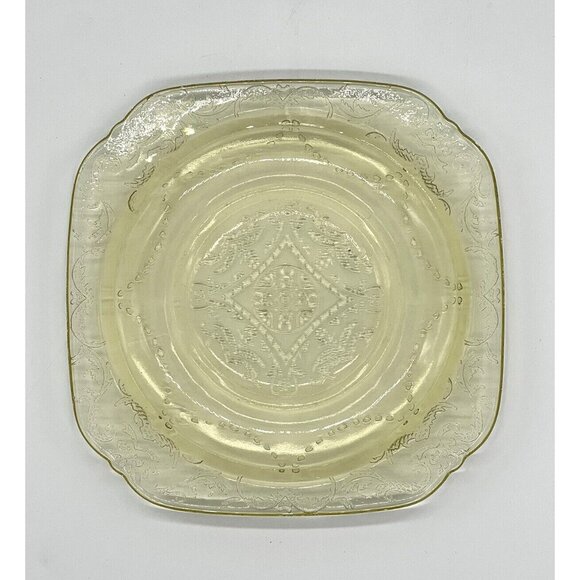 Vintage Amber Federal Glass Madrid Square Footed Bread/Dessert Plate - Picture 1 of 5